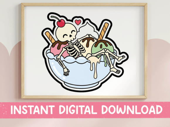 Skeleton Bathing in Ice Cream Sundae