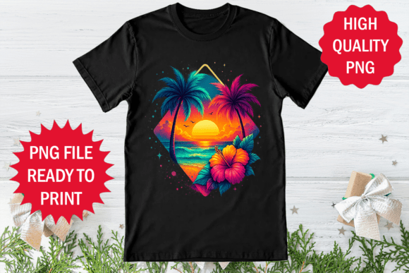 Sunset Design Vintage Summer T-shirt Png