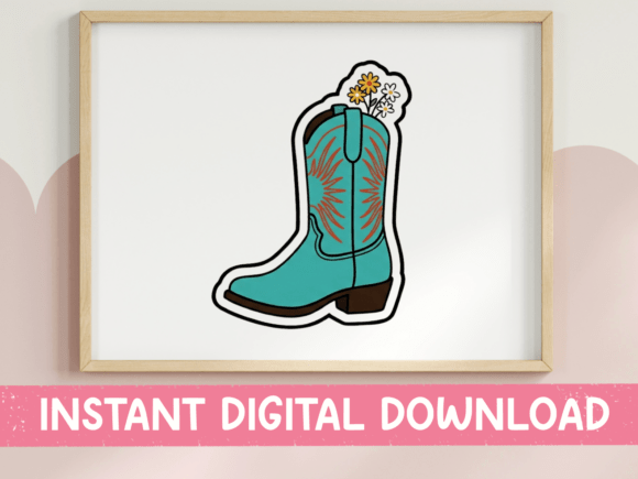 Teal Cowboy Boot with Wildflowers Design Review